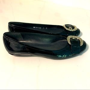 Stuart Weitzman Black Buckle Flats